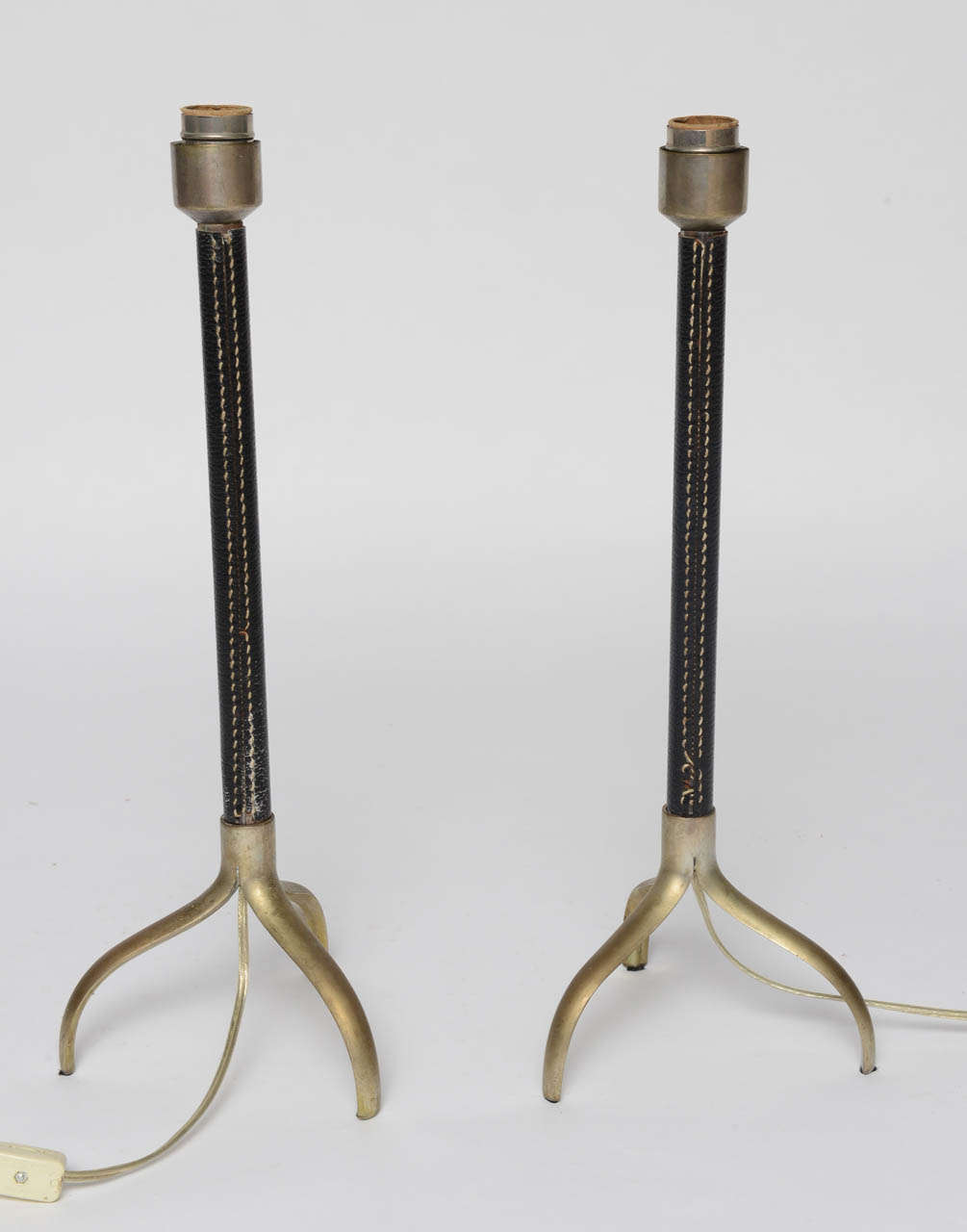Pair of Stitched Leather Adnet Lamps 2