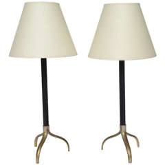 Pair of Stitched Leather Adnet Lamps