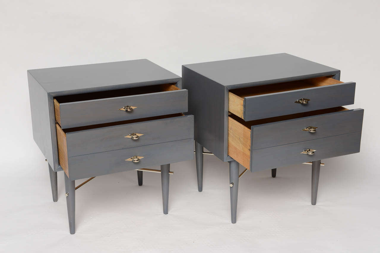 Mid-20th Century Pair of Mid-Century Grey Nightstands