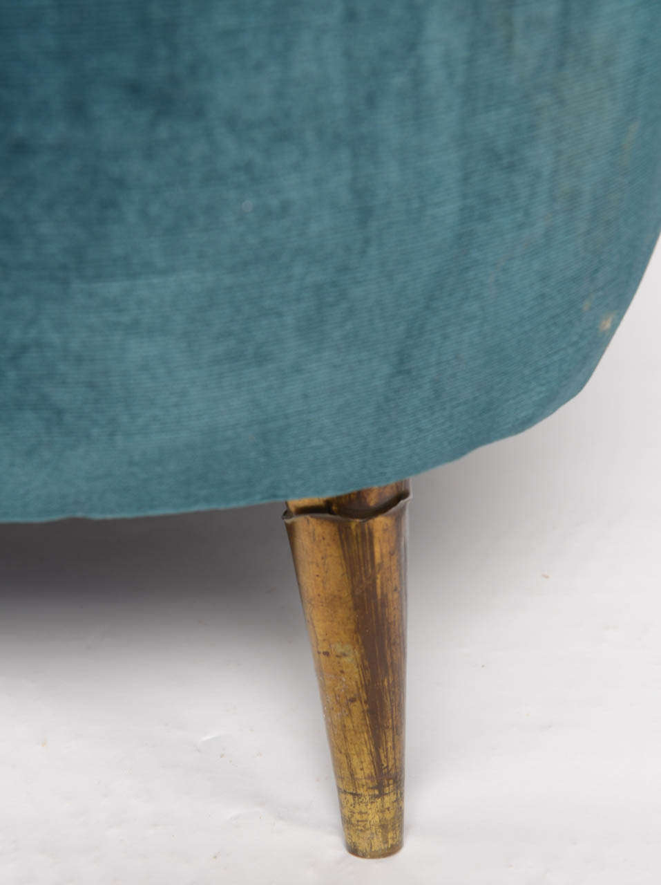 Pair of Vintage Teal Velvet Italian Armchairs For Sale 5