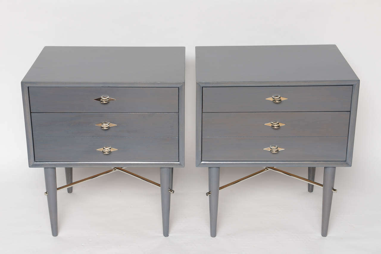 Pair of MidCentury Grey Nightstands at 1stDibs