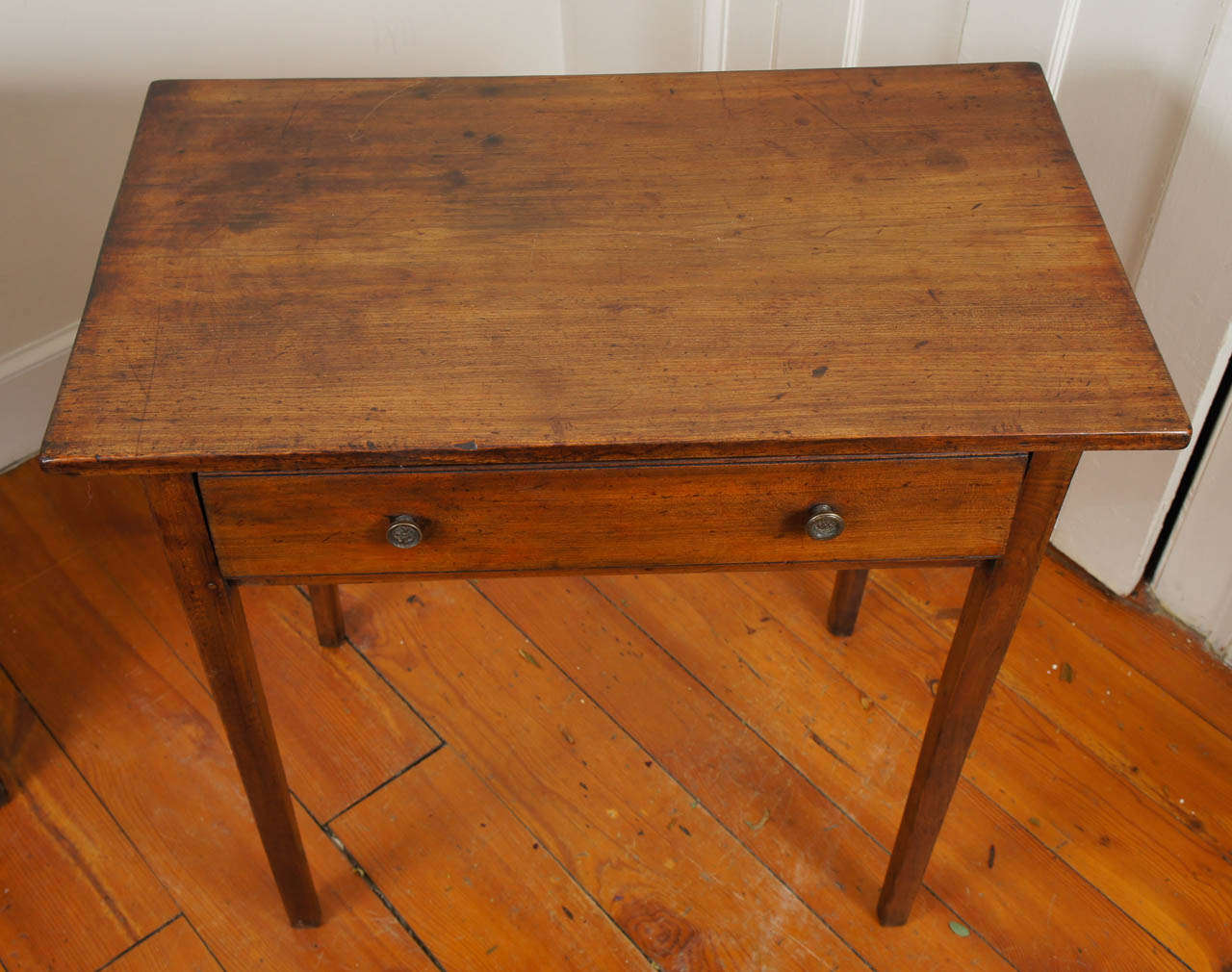 19th Century French Fruitwood 1 Drawer End Table