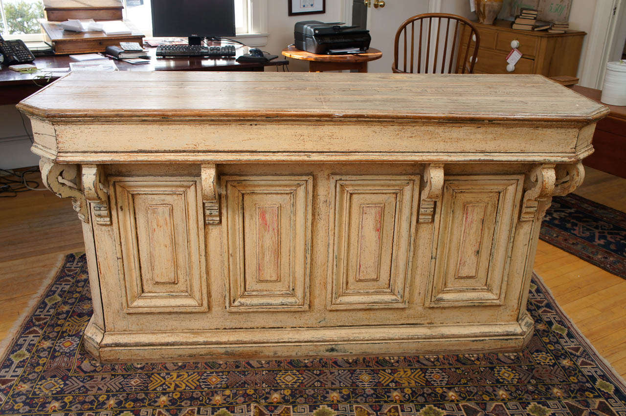 French Original Painted Store Counter with Corbels