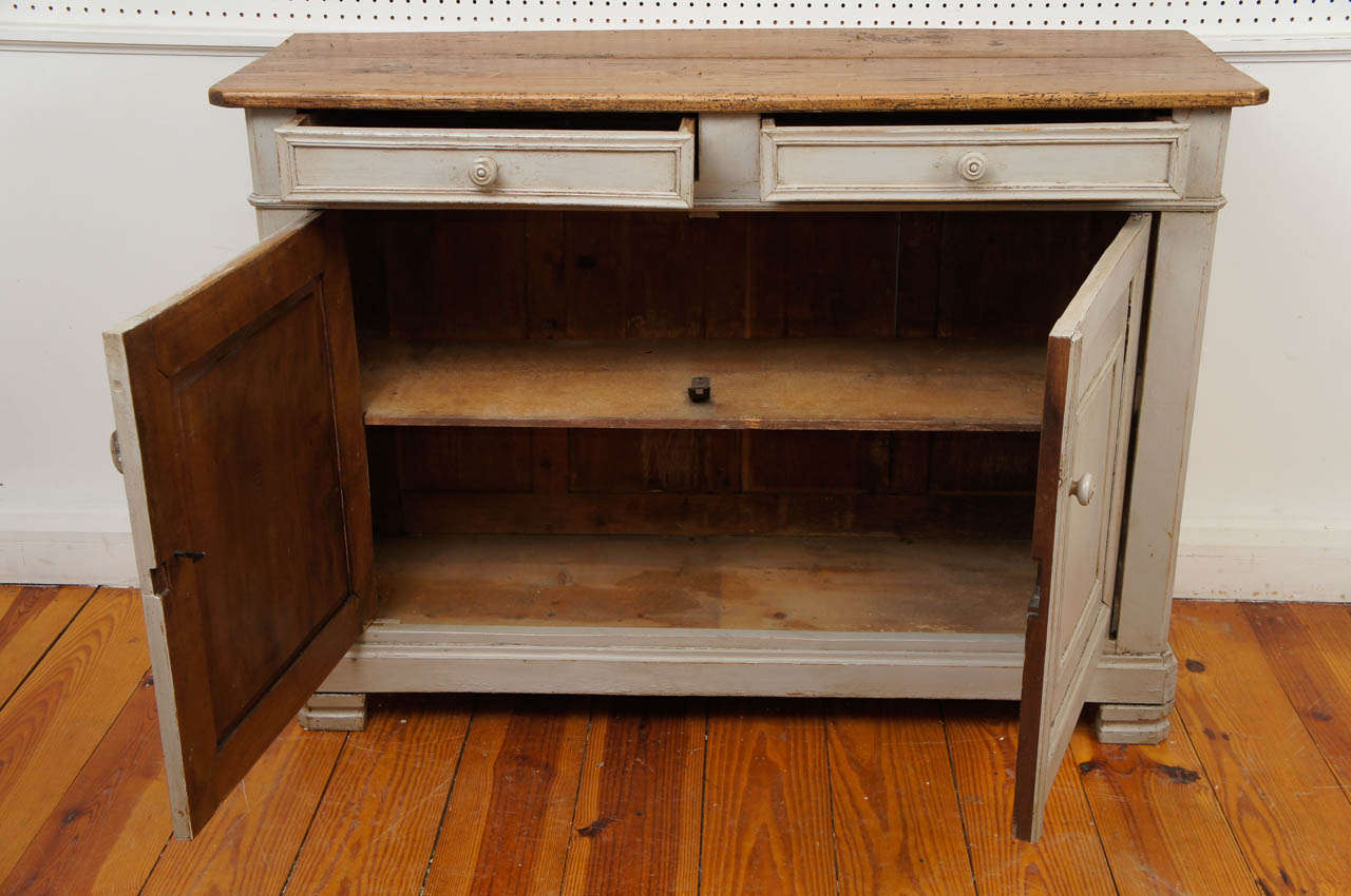 19th Century Grey French Server with Pine Top