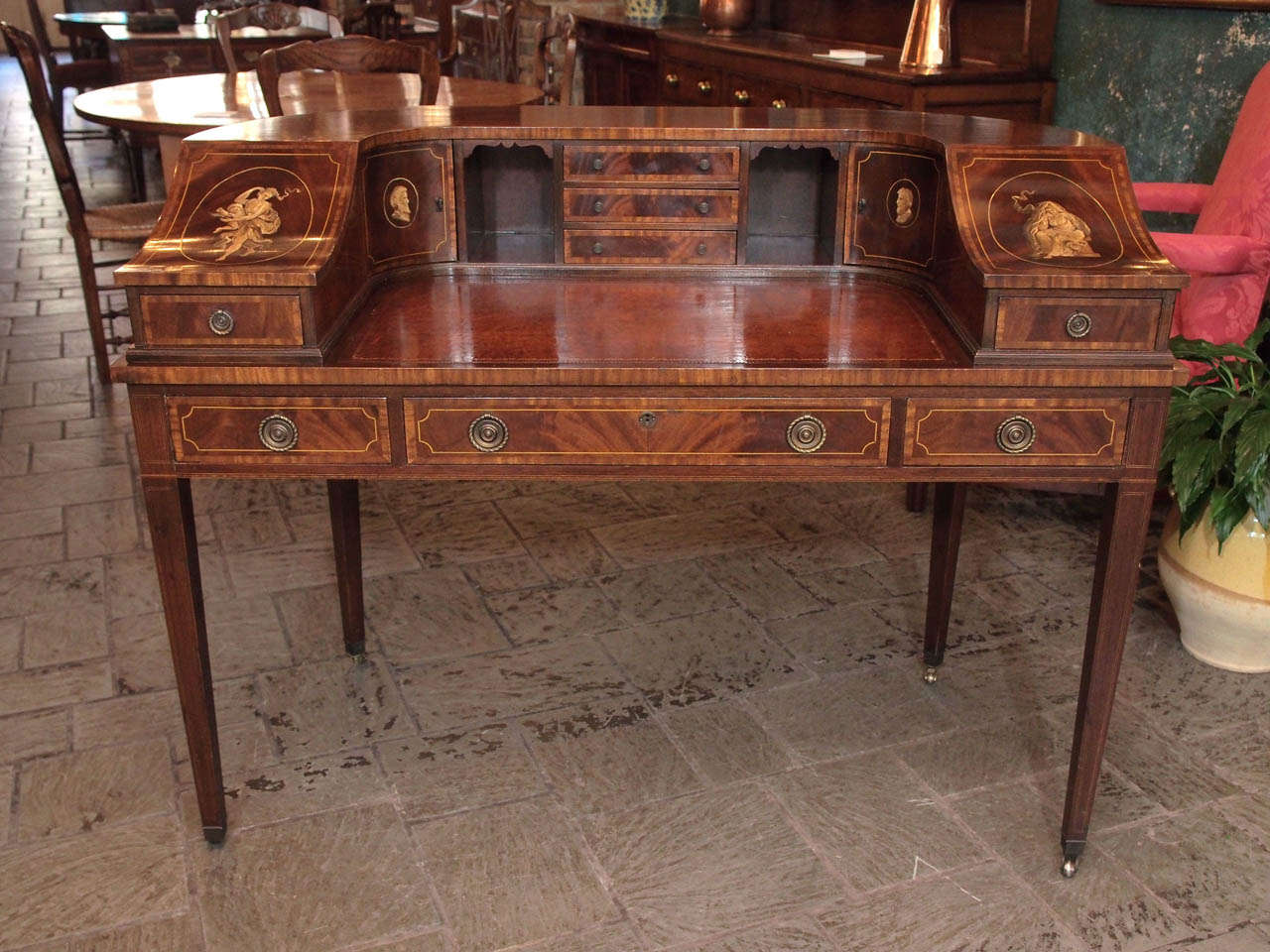 English mahogany Carlton House desk w/leather.