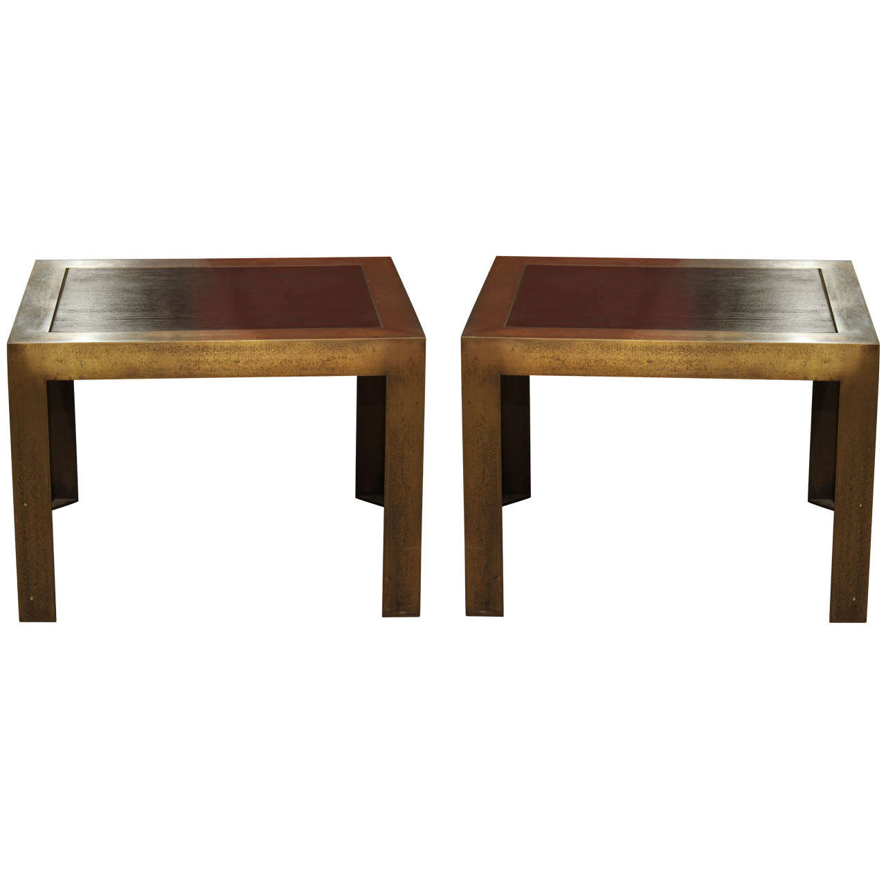Pair Mid Century Bronze Side Tables
