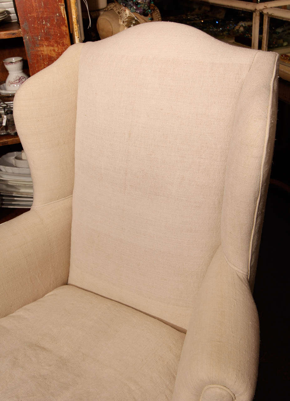 Mid-20th Century Pair of Linen Rolled Armchairs