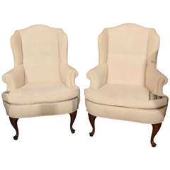 Pair of Linen Rolled Armchairs