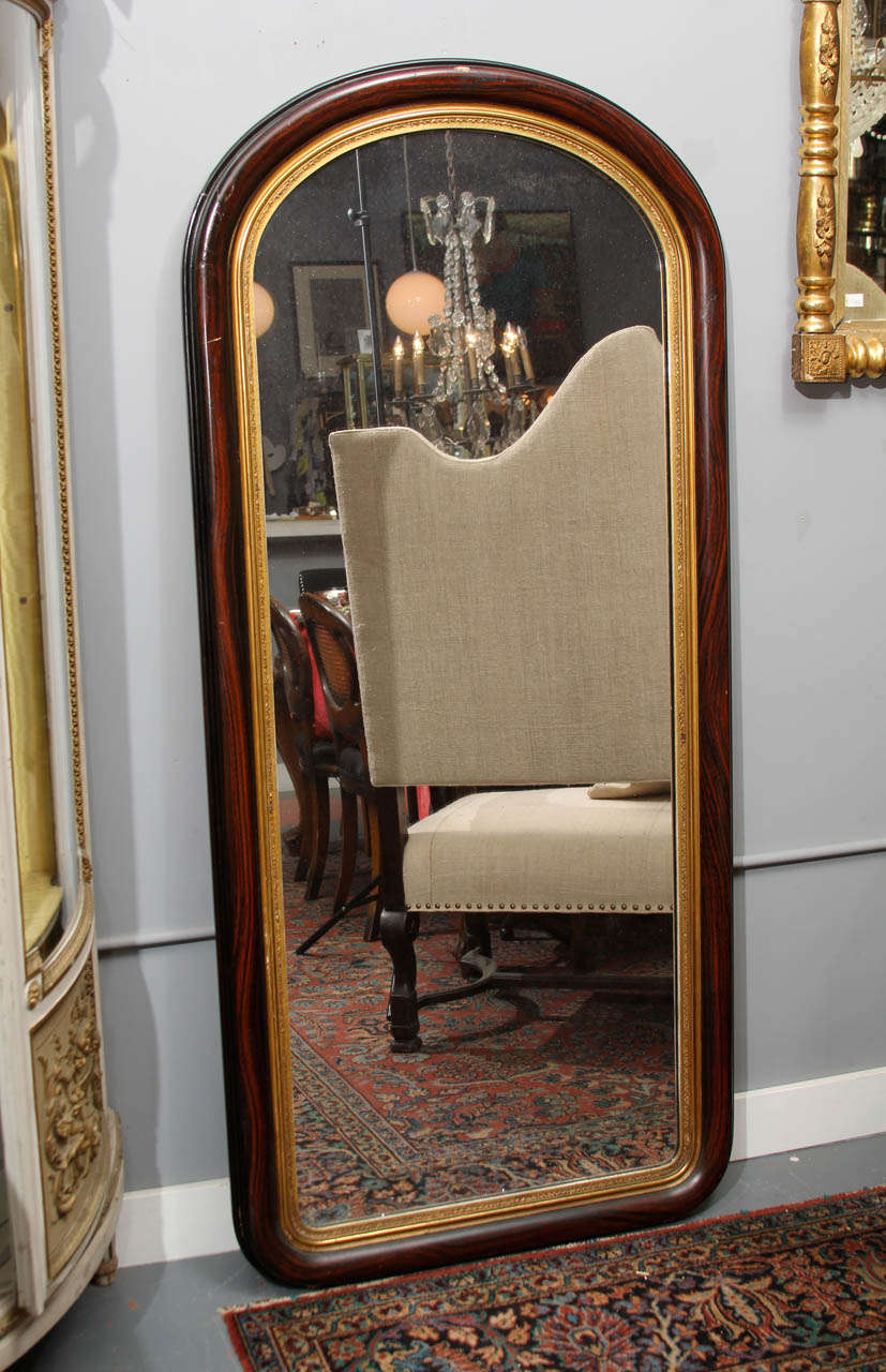 grain painted frame with gilt inner frame with lots of 'diamond dust' in the old mirror.    very good reflection, some earlier repairs to frame .  nice  large size- would be a lovely dressing mirror