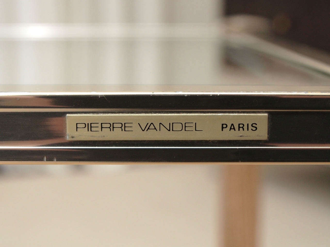 Glass Pair of Oak Ceruse Side Tables signed Pierre Vandel, Paris For Sale