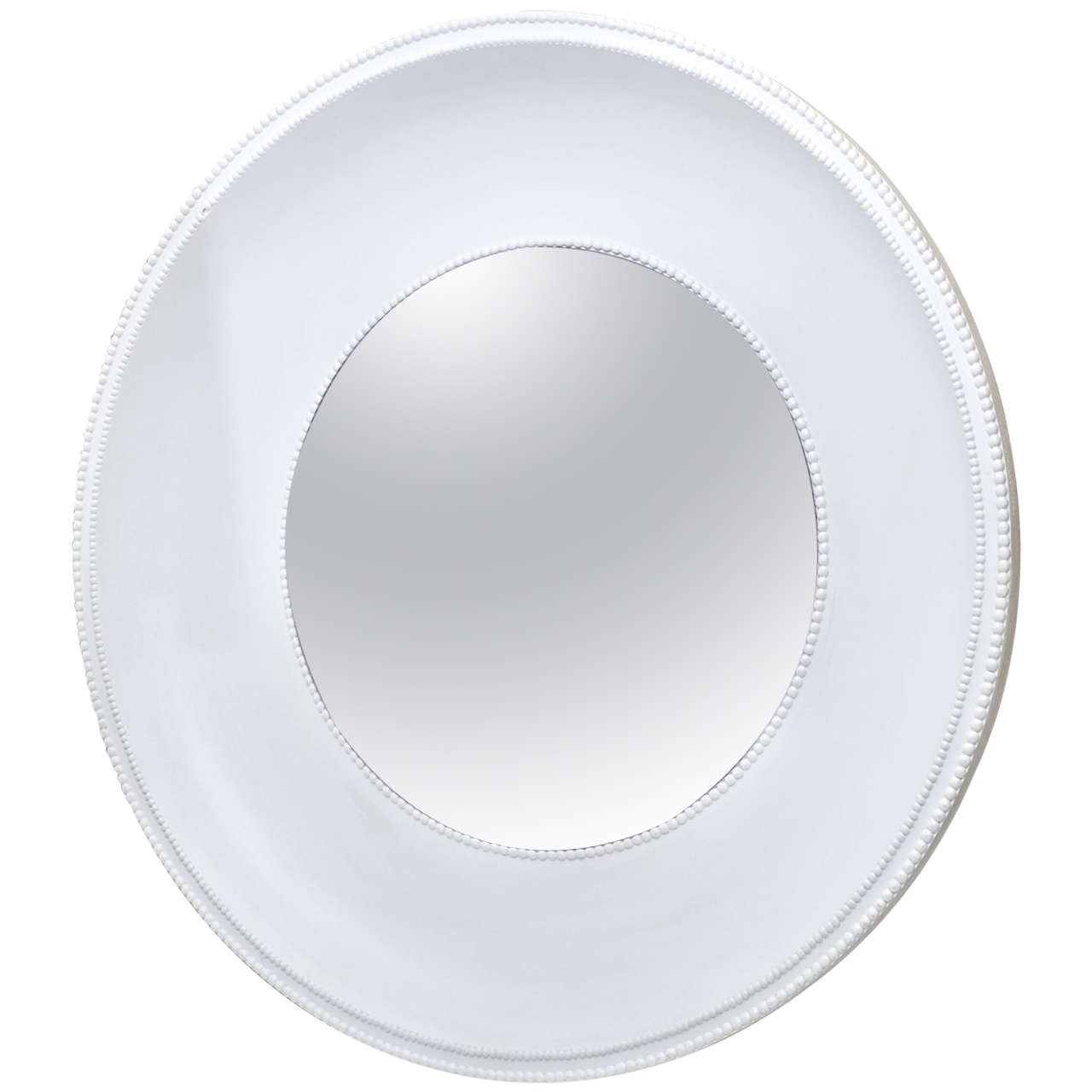 Very Impressive Custom-Made Round White Plaster Mirror For Sale
