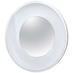 Very Impressive Custom-Made Round White Plaster Mirror