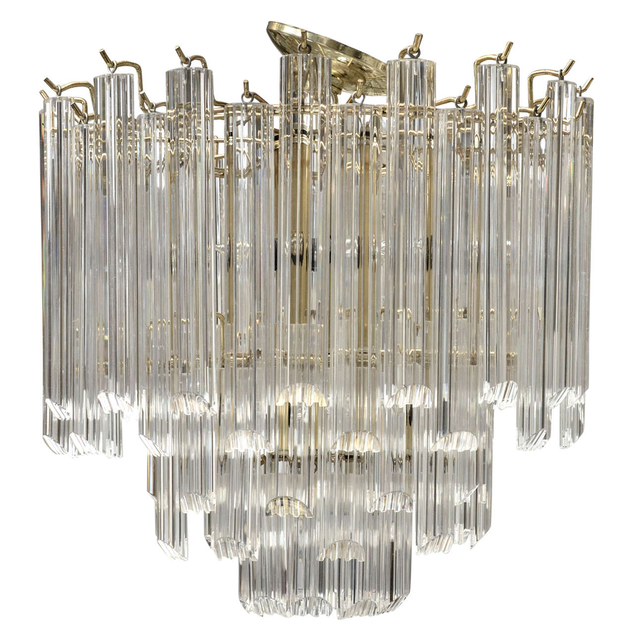 Vintage Lucite and Brass Chandelier For Sale
