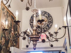 Small Pair of Silver Gilt and Iron Tuscan Chandeliers