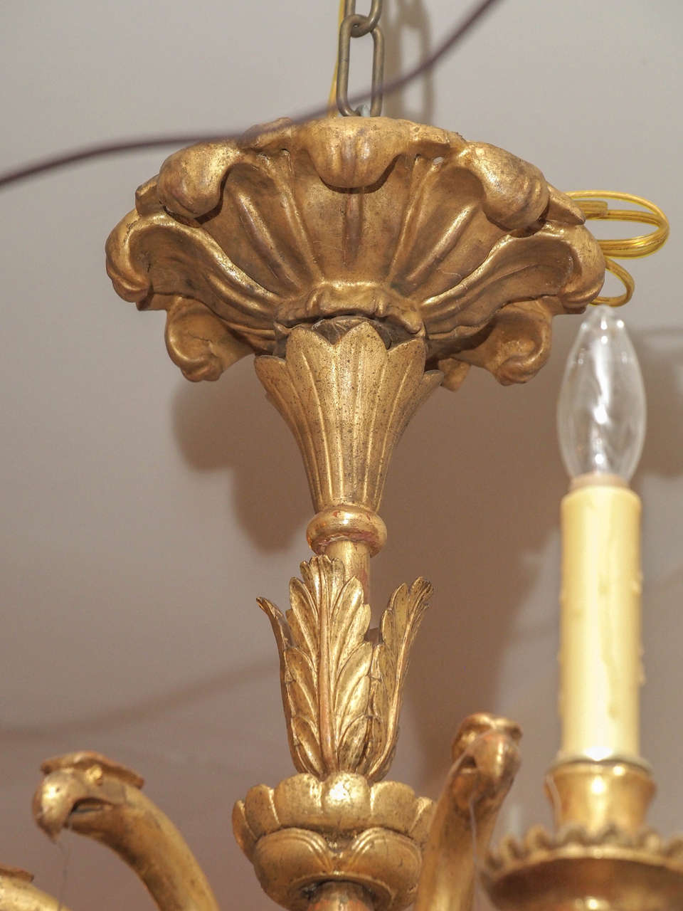 19th Century German Giltwood Chandelier with Eagle Motif In Good Condition In Natchez, MS