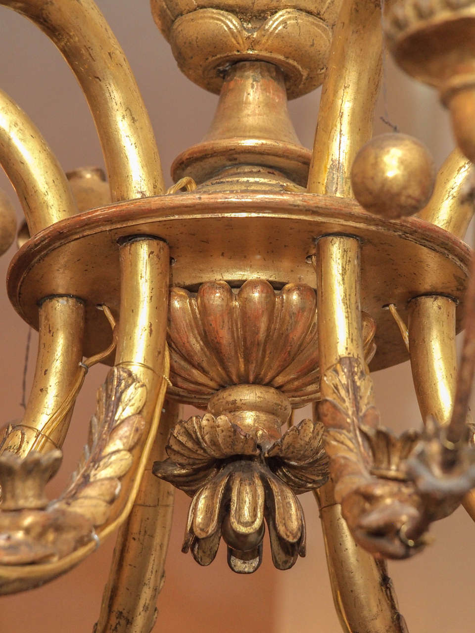 19th Century German Giltwood Chandelier with Eagle Motif 2