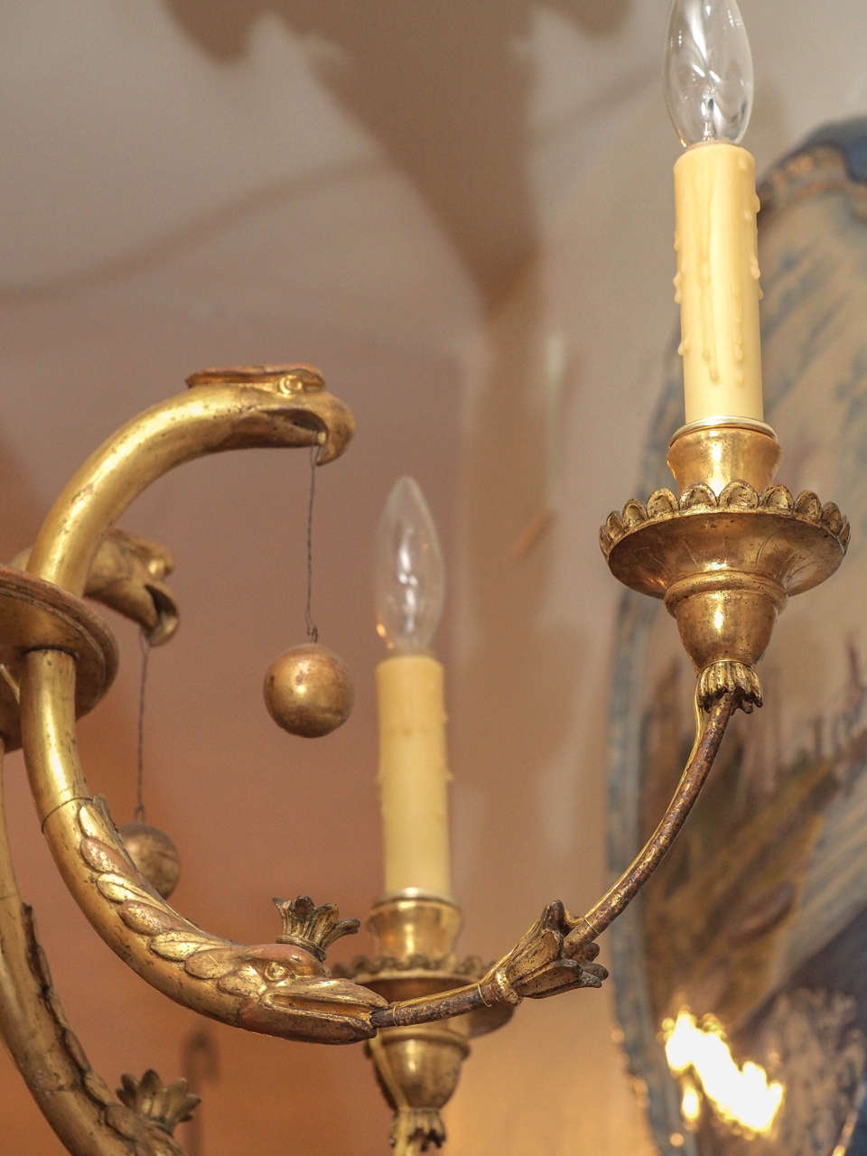 19th Century German Giltwood Chandelier with Eagle Motif 3