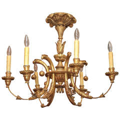 19th Century German Giltwood Chandelier with Eagle Motif