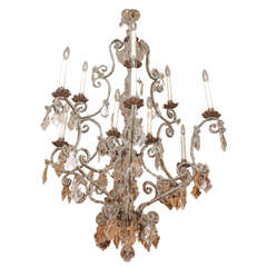 Venetian 18th Century Beaded Iron Twelve-Light Chandelier 8