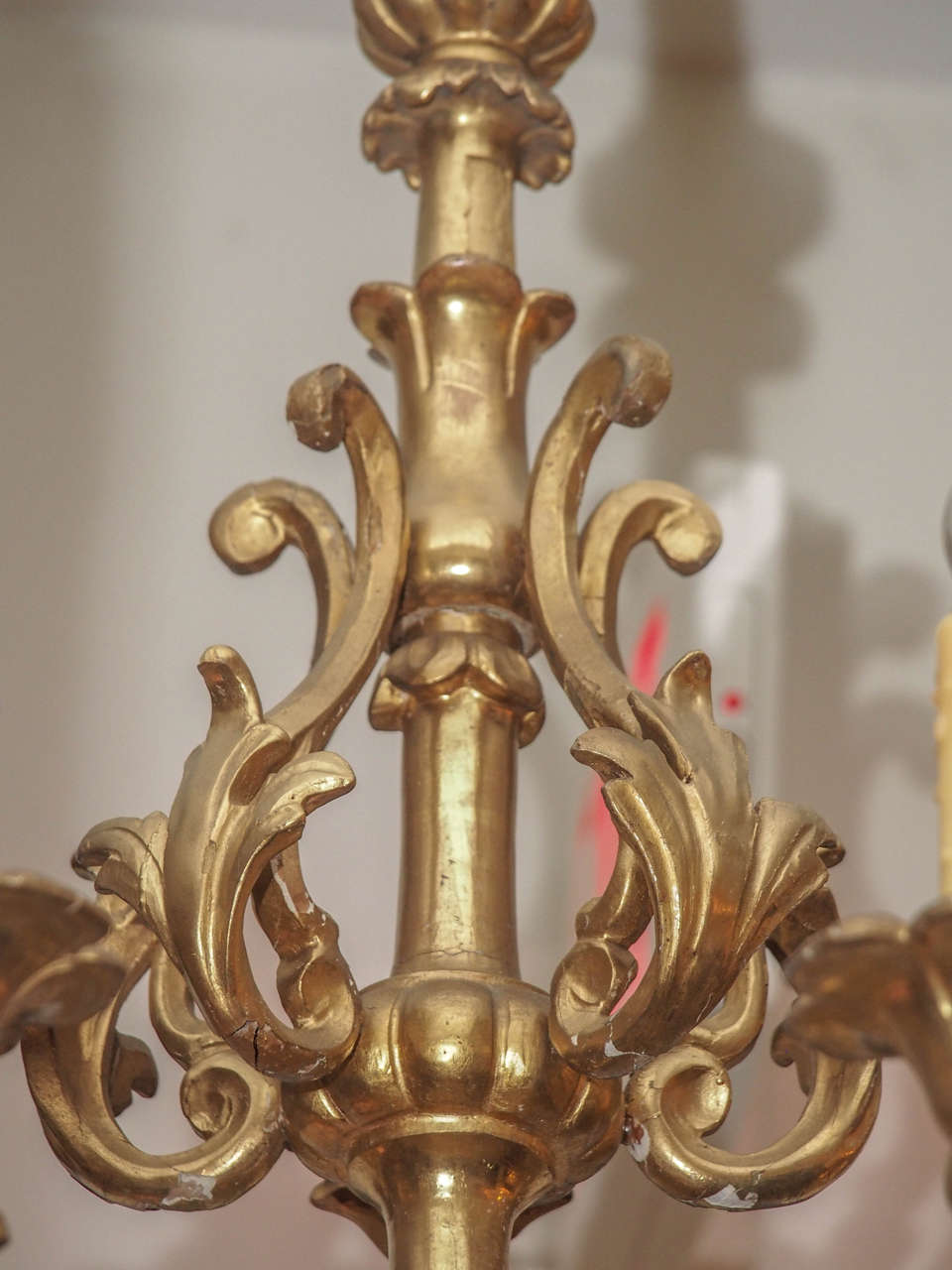 19th Century Italian Giltwood and Gesso Chandelier