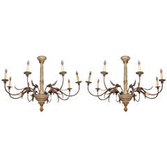 Pair of Tuscan Chandeliers with Ionic Capital Decoration