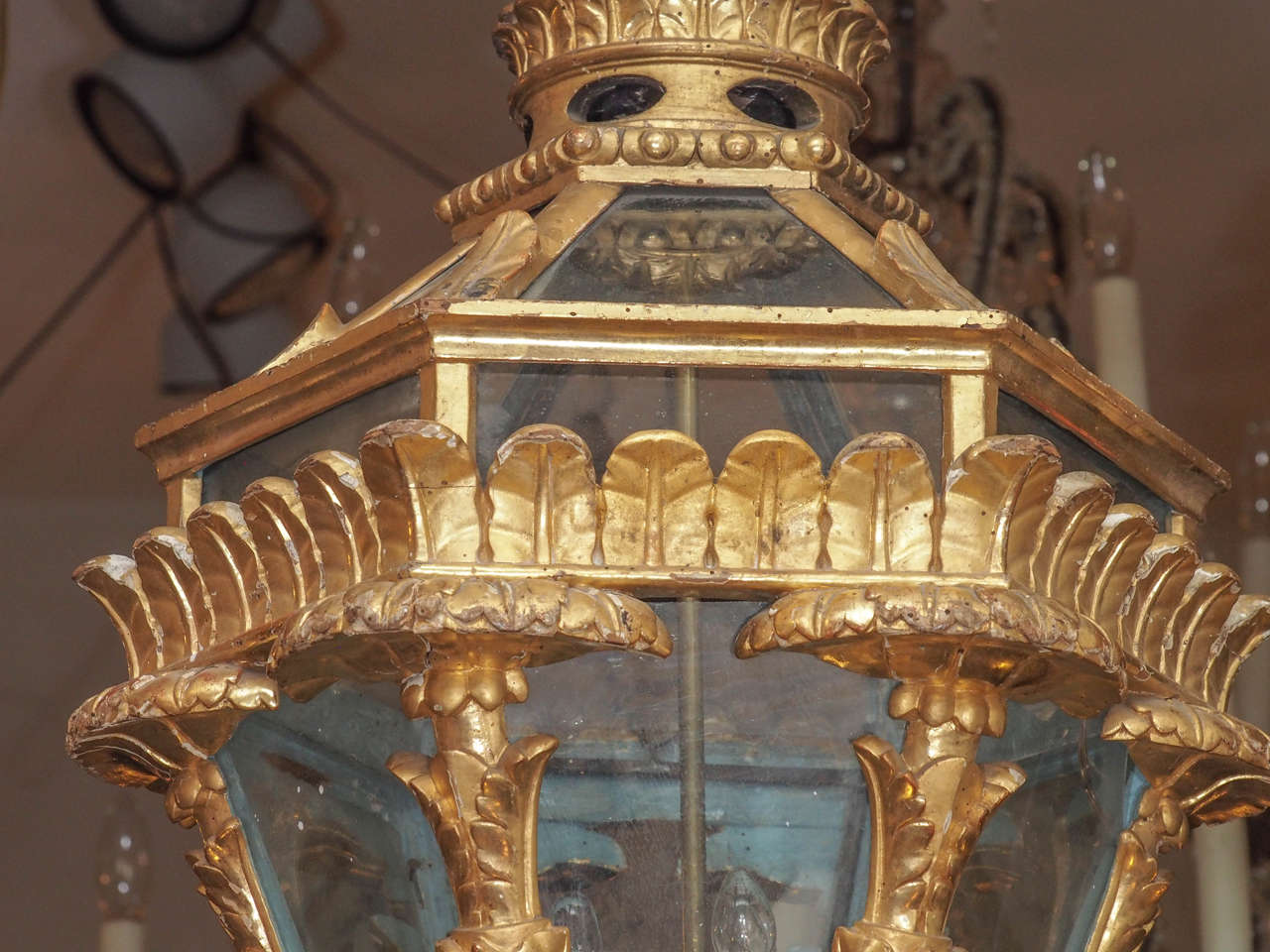 19th Century Giltwood Italian Lantern In Good Condition For Sale In Natchez, MS