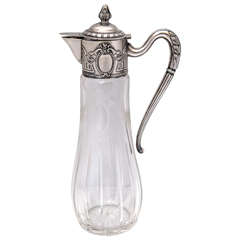 Continental Silver-Mounted Etched Claret Jug