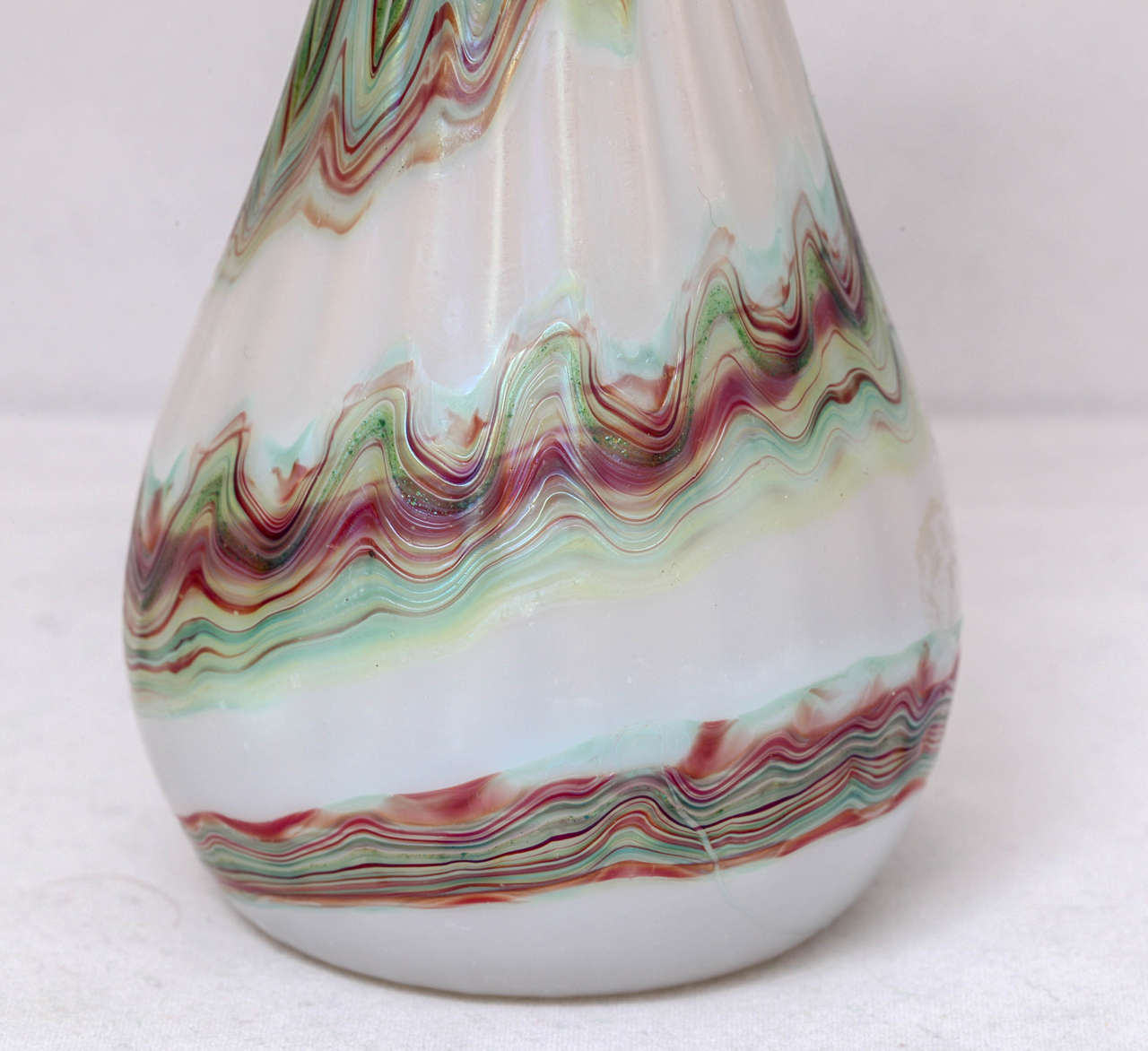 Early 20th Century Edwardian Sterling Silver Mounted Iridescent Art Glass Vase
