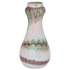 Edwardian Sterling Silver Mounted Iridescent Art Glass Vase 4