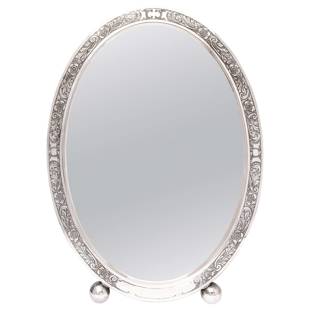 Large, Footed Art Nouveau, Etched Sterling Kerr Table Mirror at 1stDibs