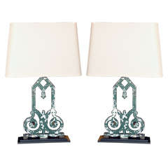 Iron Table Lamps Made from Salvaged Architectural Parts