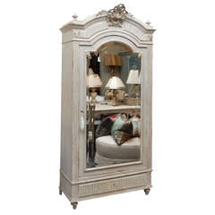 French painted single door armoire 1930's french.