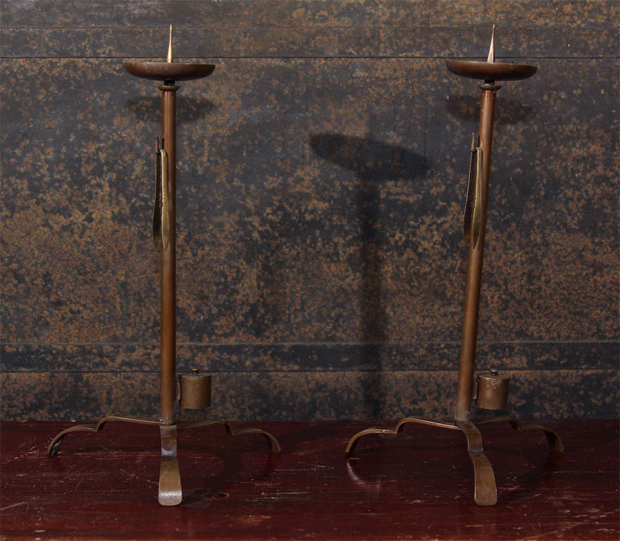 Pair of 19th Century Japanese Collapsible Candlestick Holders