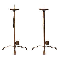 Antique Pair of 19th Century Japanese Collapsible Candlestick Holders