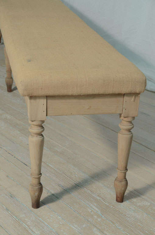 Wood Swedish Extra Long Upholstered Country Bench