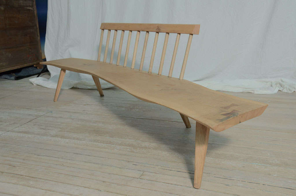 Mid-20th Century Low Freeform Wooden Bench For Sale