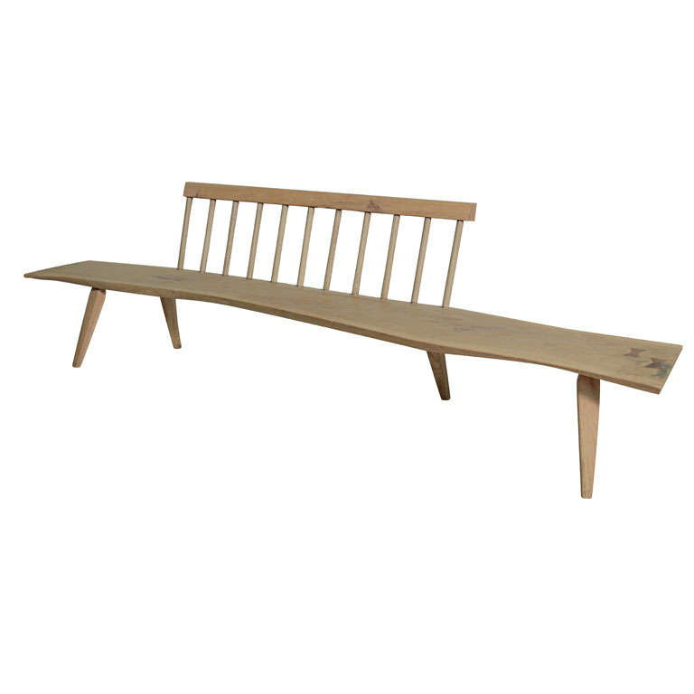 Low Freeform Wooden Bench For Sale