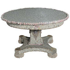Antique Unique Hand Crafted Shell Table