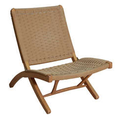 Hans Wegner Style Woven Rope Folding Chair