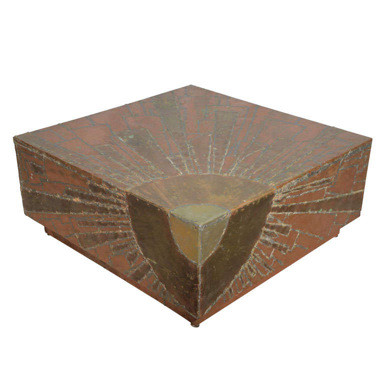 Fantastic Coffee Table with Metal Tiles For Sale