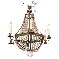French Empire Tole 6 Light Chandelier