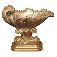 French Gilt Wood Shell Supported By Dolphins