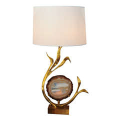 Willy DARO Gilt/Bronze and Agate Lamp Willy DARO Gilt/Bronze and Agate Lamp