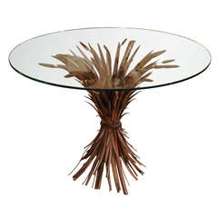 Elegant Glass Top Table with Wheat Sheaf -Motif