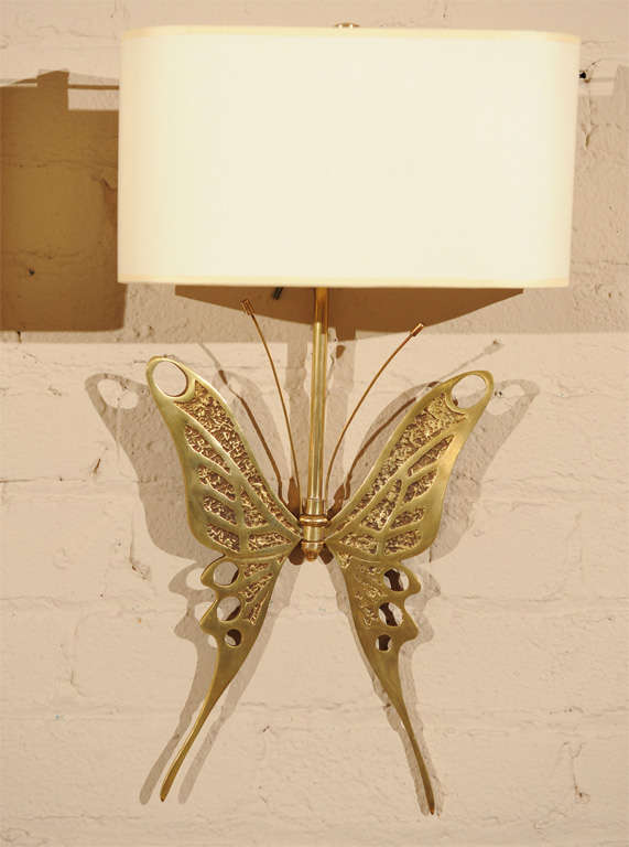 French Unique Pair of Butterfly-Motif Sconces