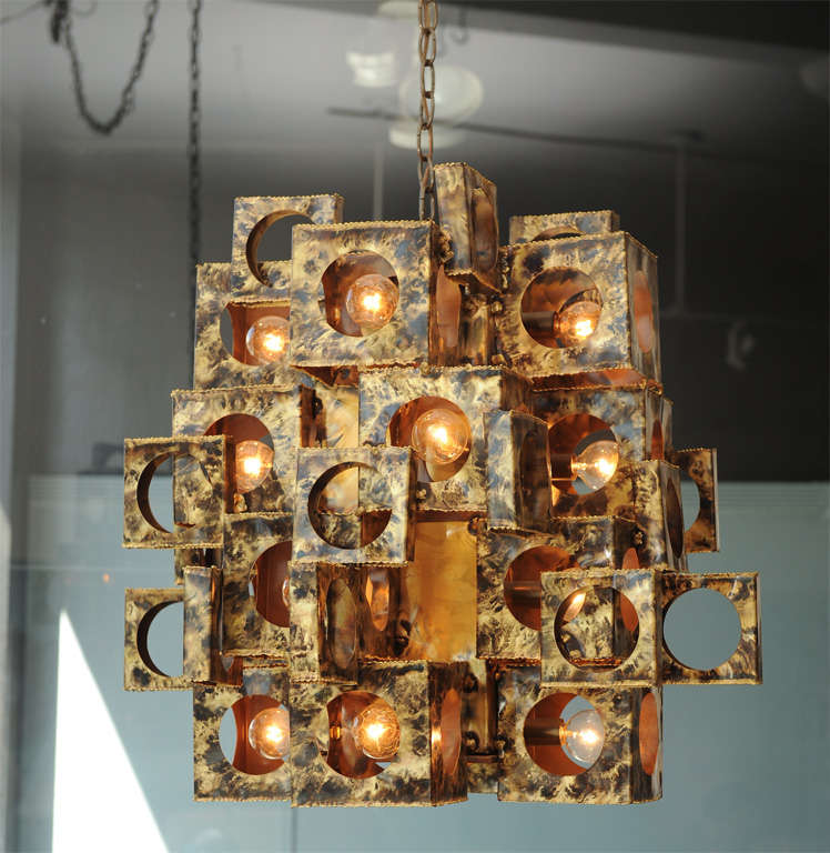 Mid-20th Century Tom Greene Brutalist Chandelier