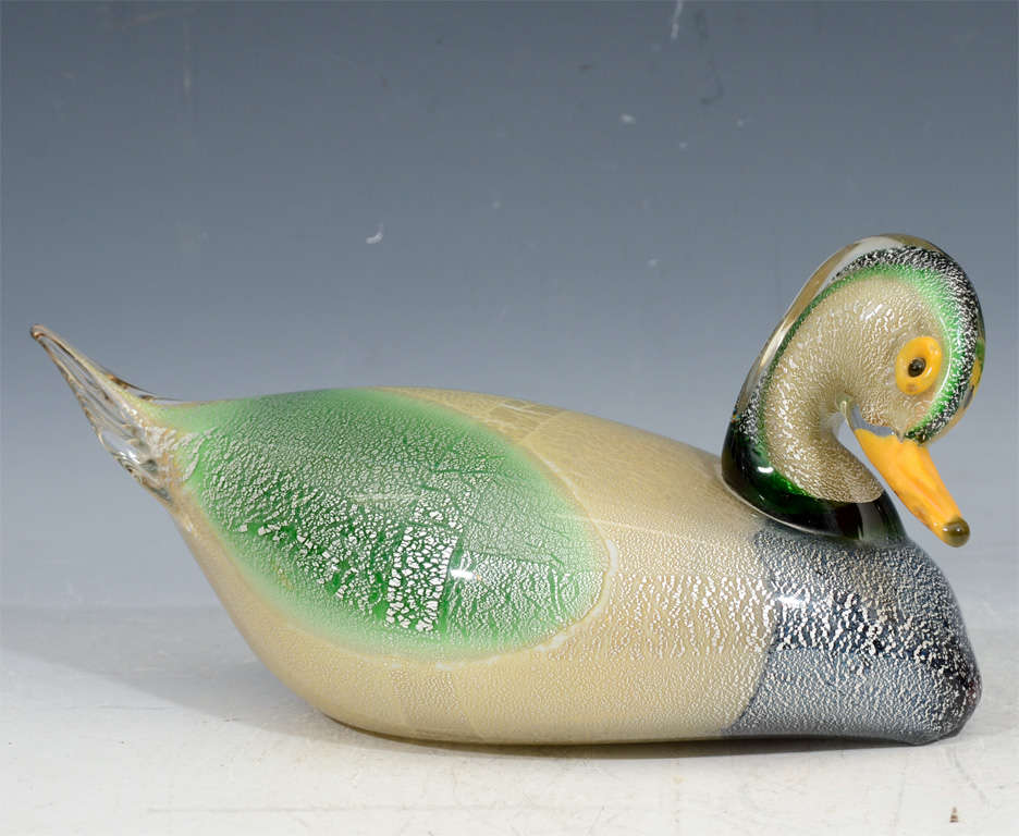 Mid Century Murano Glass Mallard by Toso