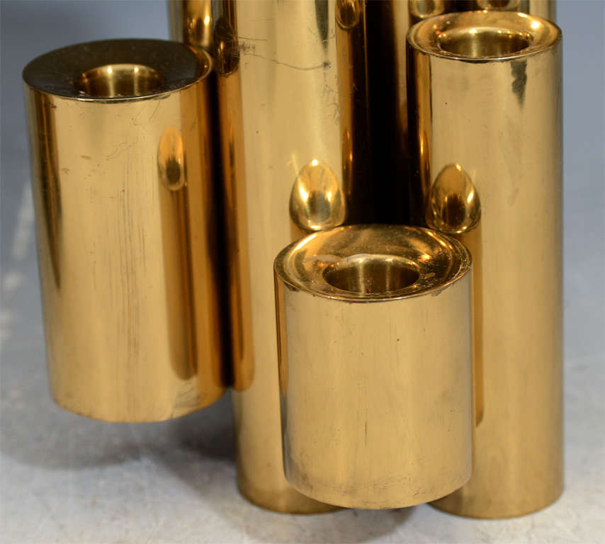 20th Century Pair of Mid Century Sculptural Brass Candle Holders by Gio Ponti