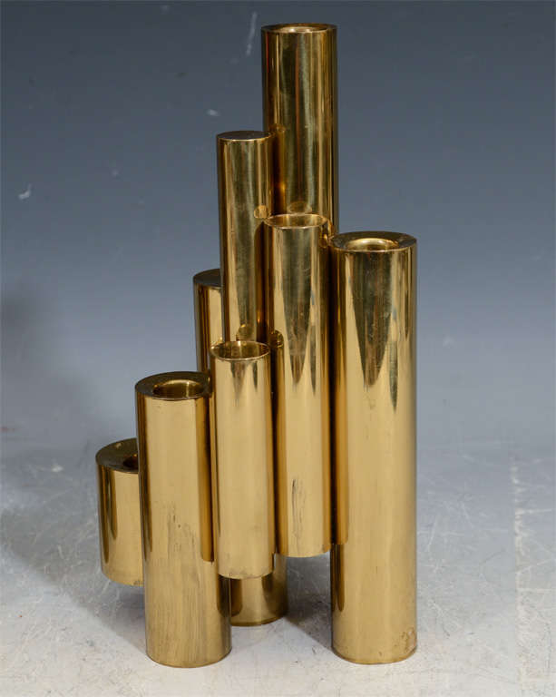Pair of Mid Century Sculptural Brass Candle Holders by Gio Ponti 3