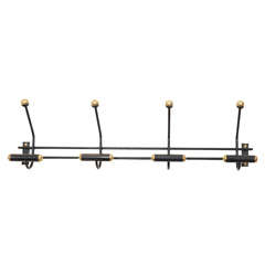 Mid Century Wall Mounted Coat Rack attr. to Jacques Adnet